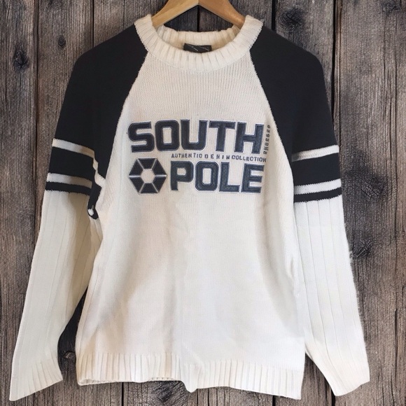 South Pole Men's Black and White Crewneck Sweater - Picture 1 of 6